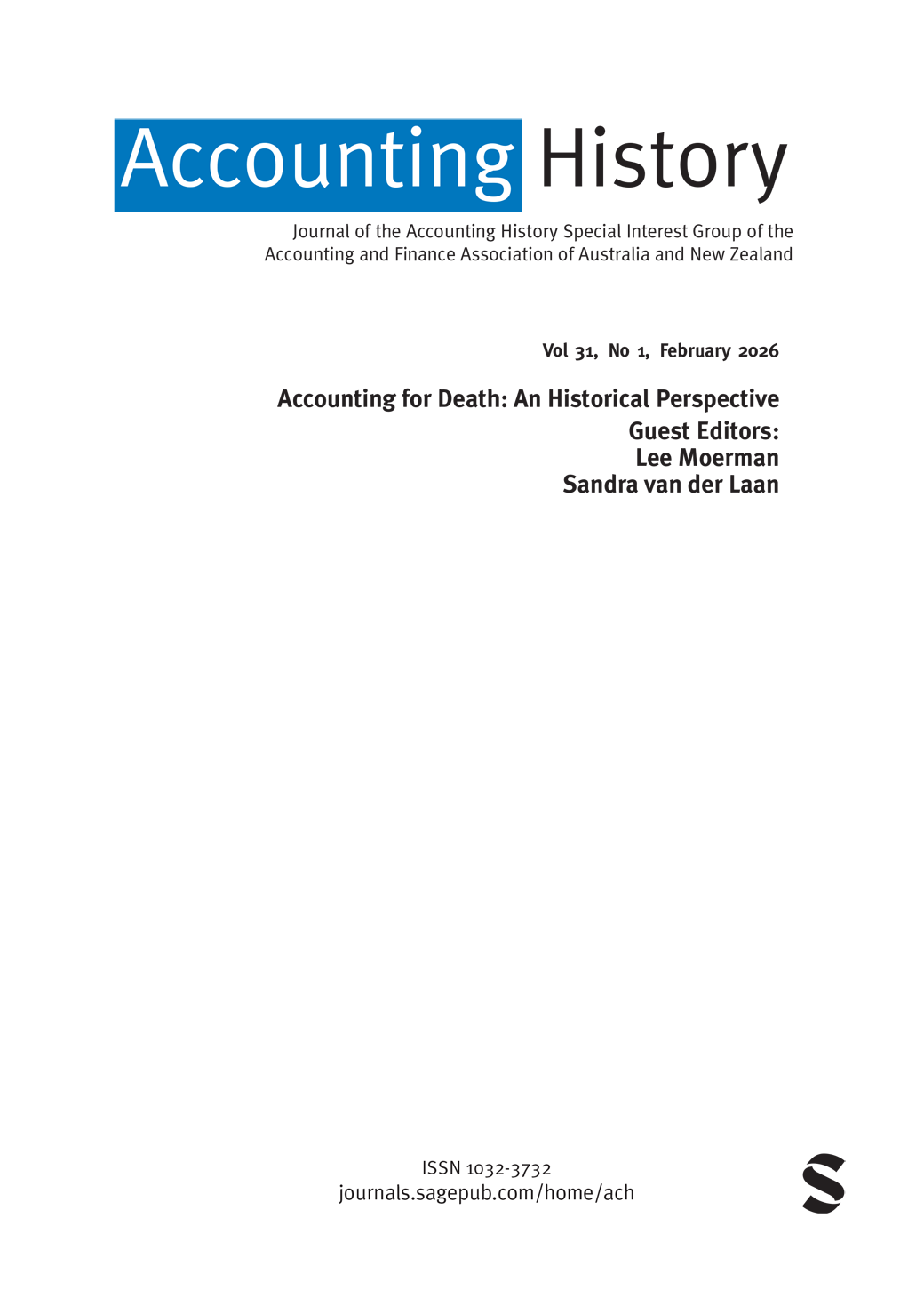 Accounting History journal cover