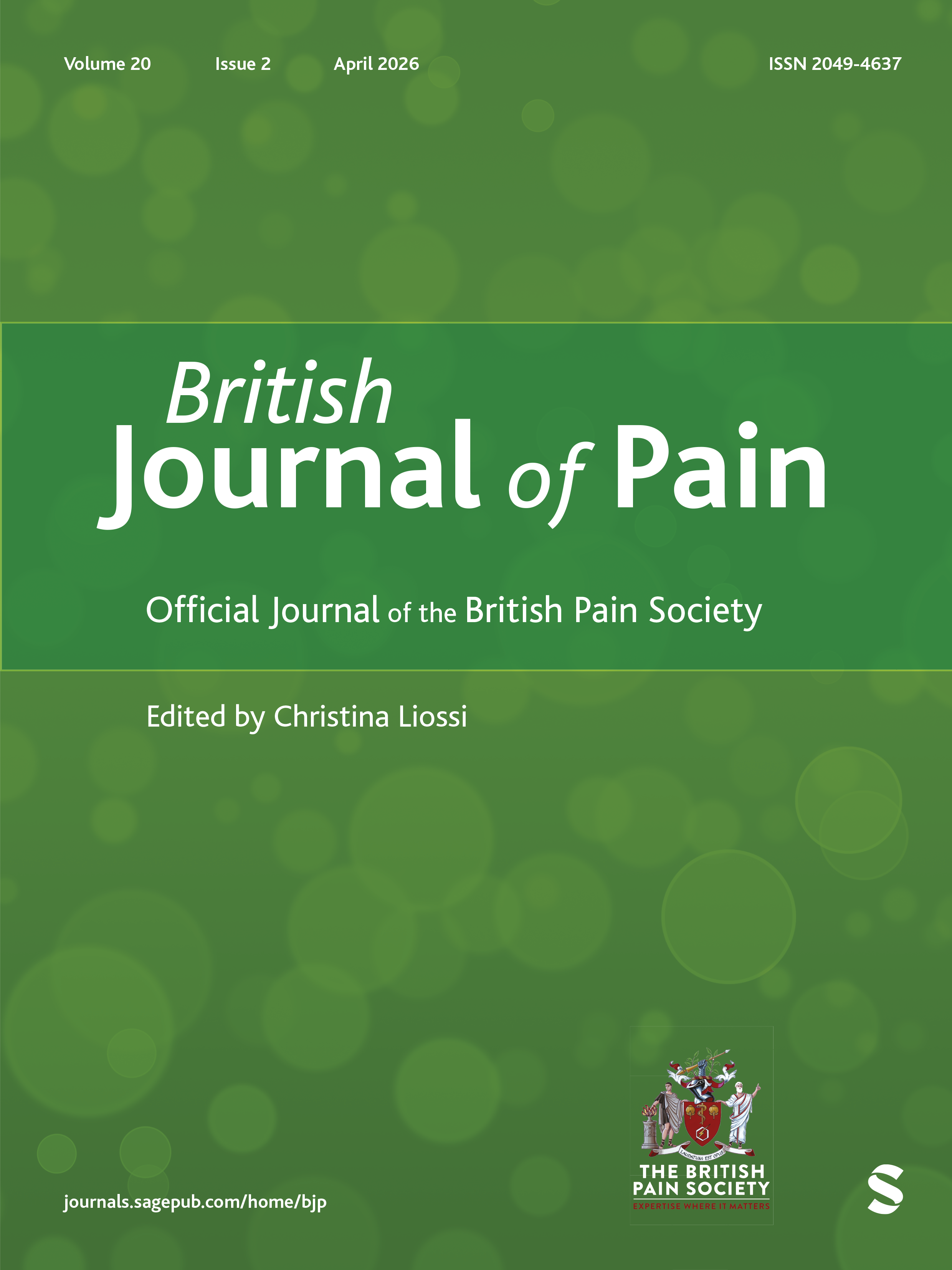 British Journal of Pain journal cover