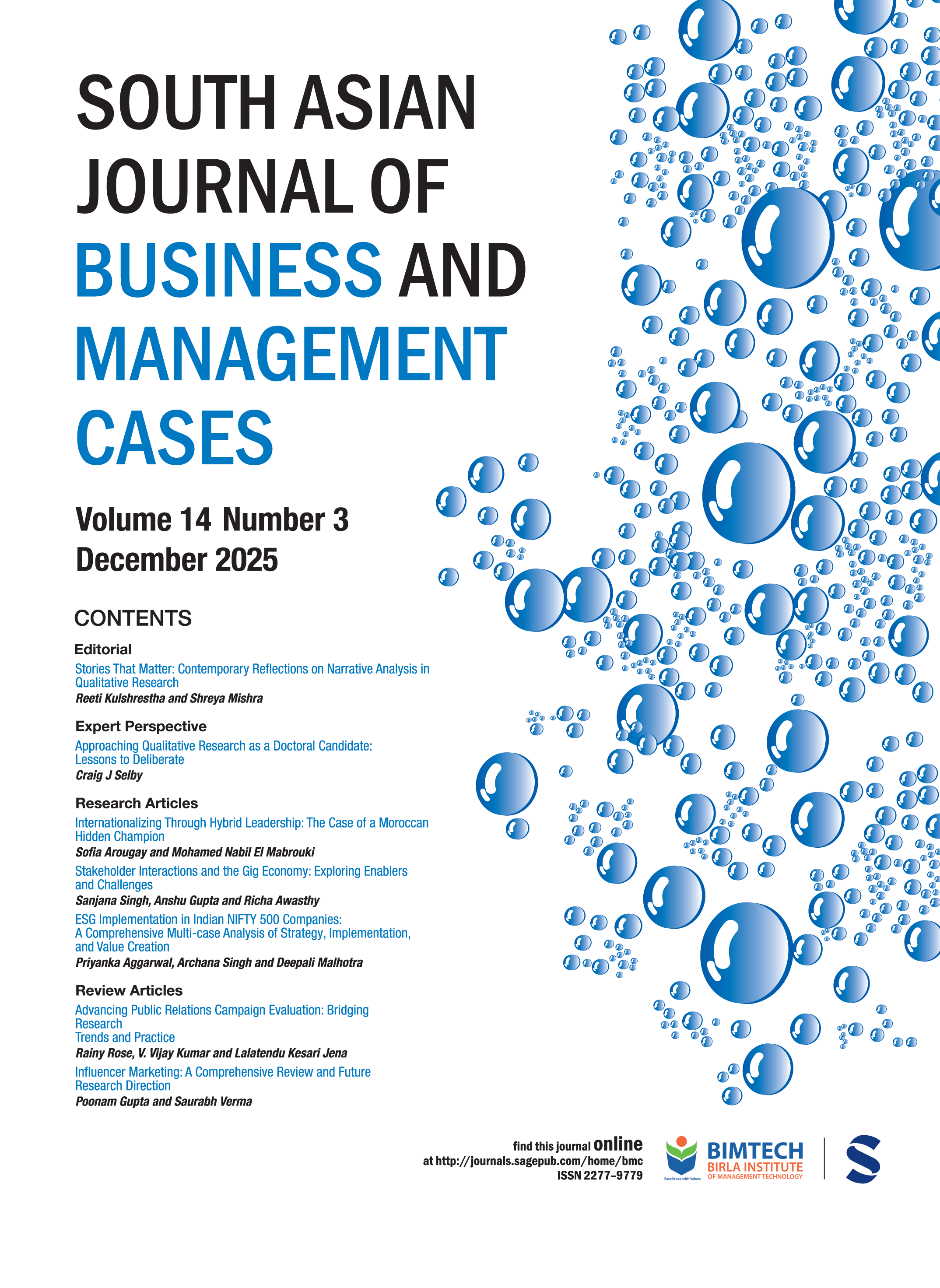 South Asian Journal of Business and Management Cases journal cover