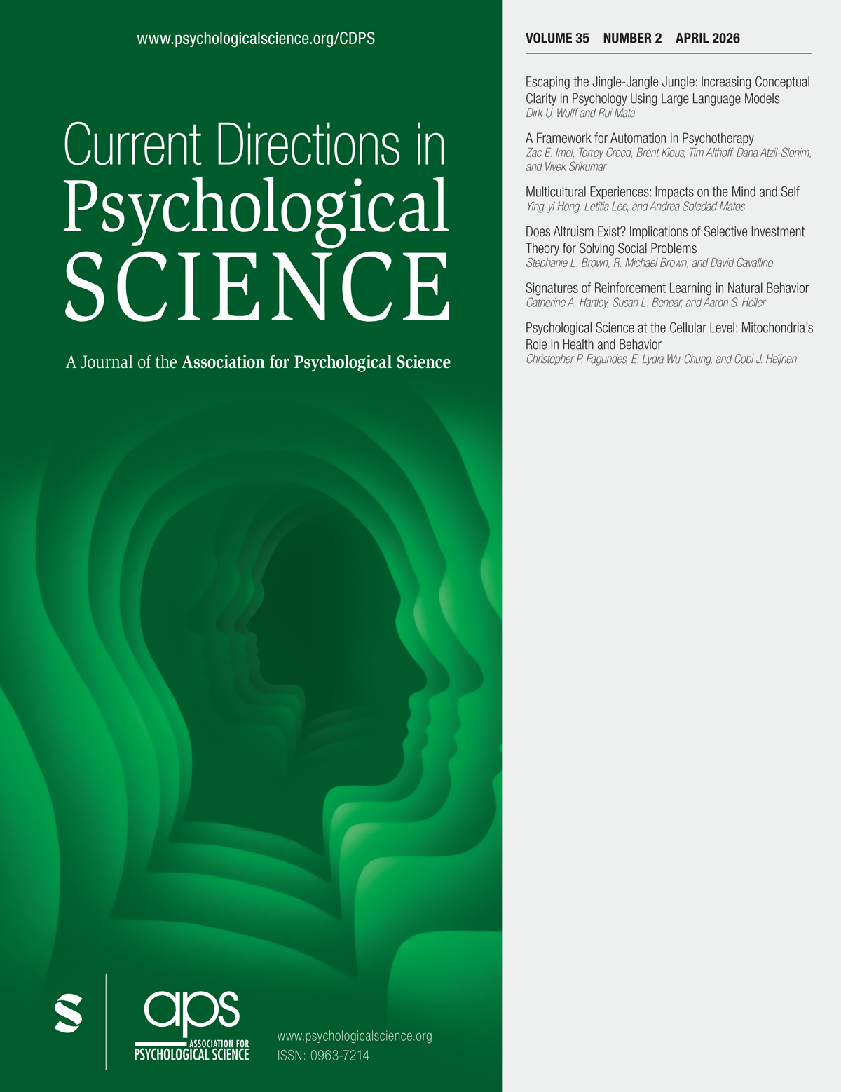 Current Directions in Psychological Science journal cover