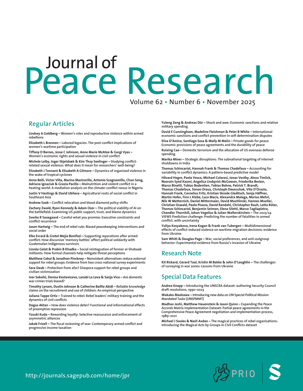 Journal of Peace Research journal cover