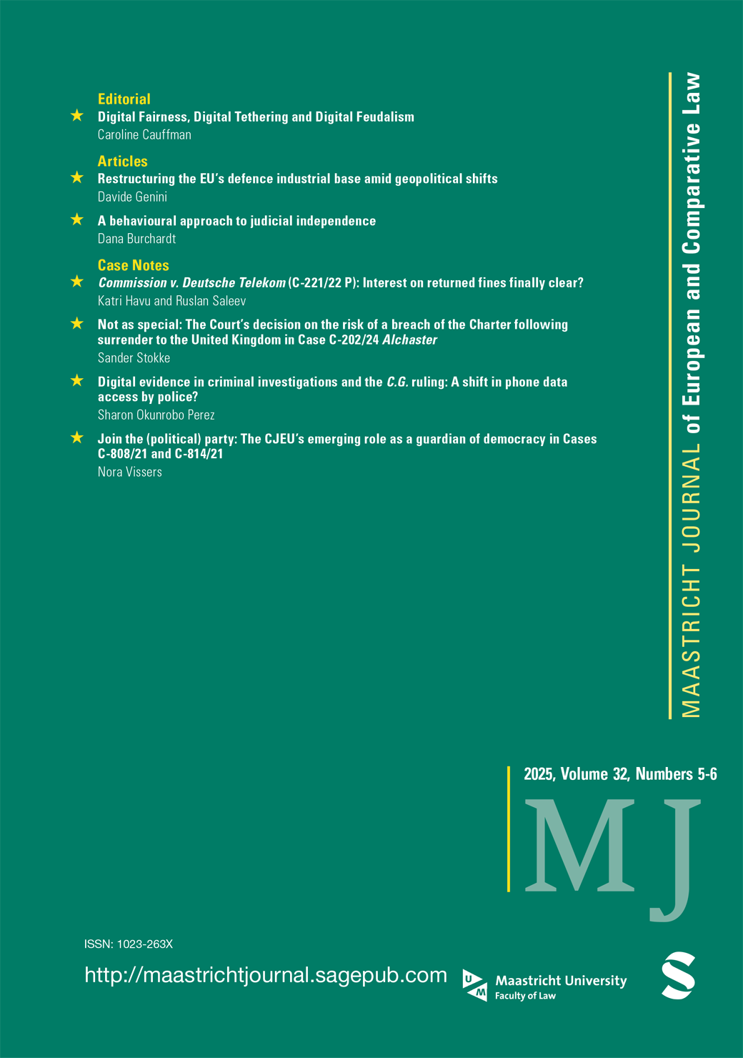 Maastricht Journal of European and Comparative Law journal cover