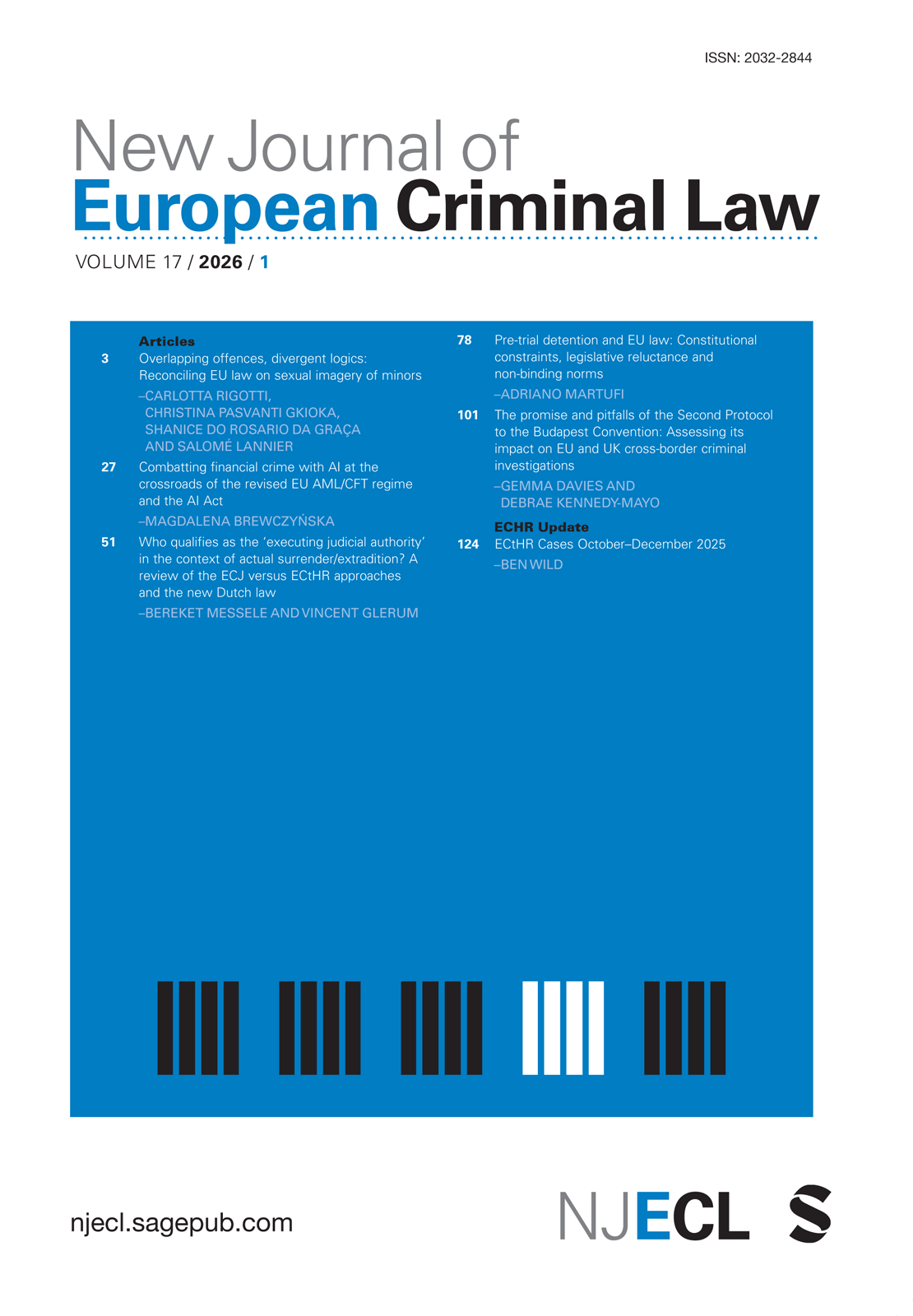 New Journal of European Criminal Law journal cover