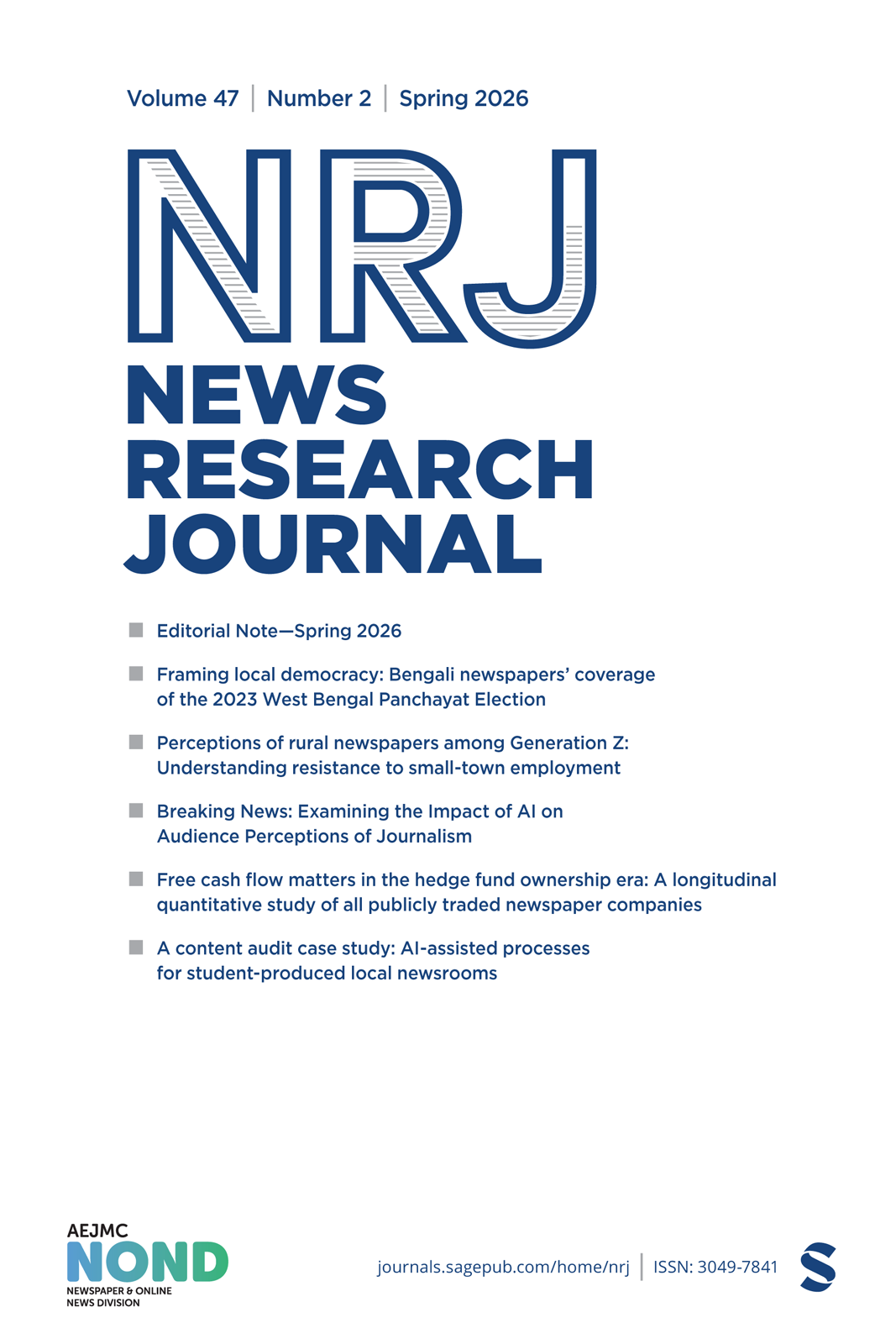 News Research Journal journal cover