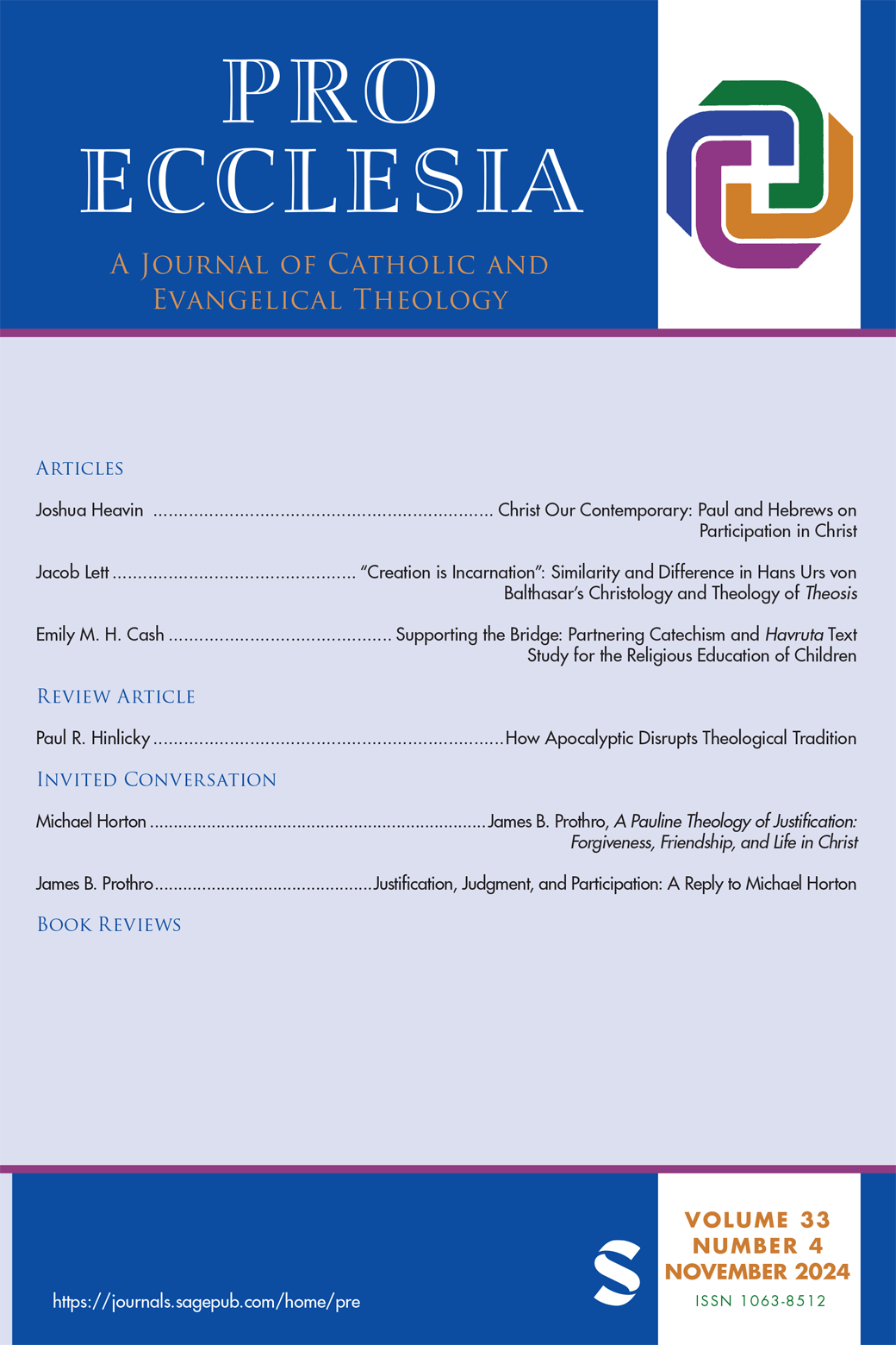 Pro Ecclesia: A Journal of Catholic and Evangelical Theology journal cover