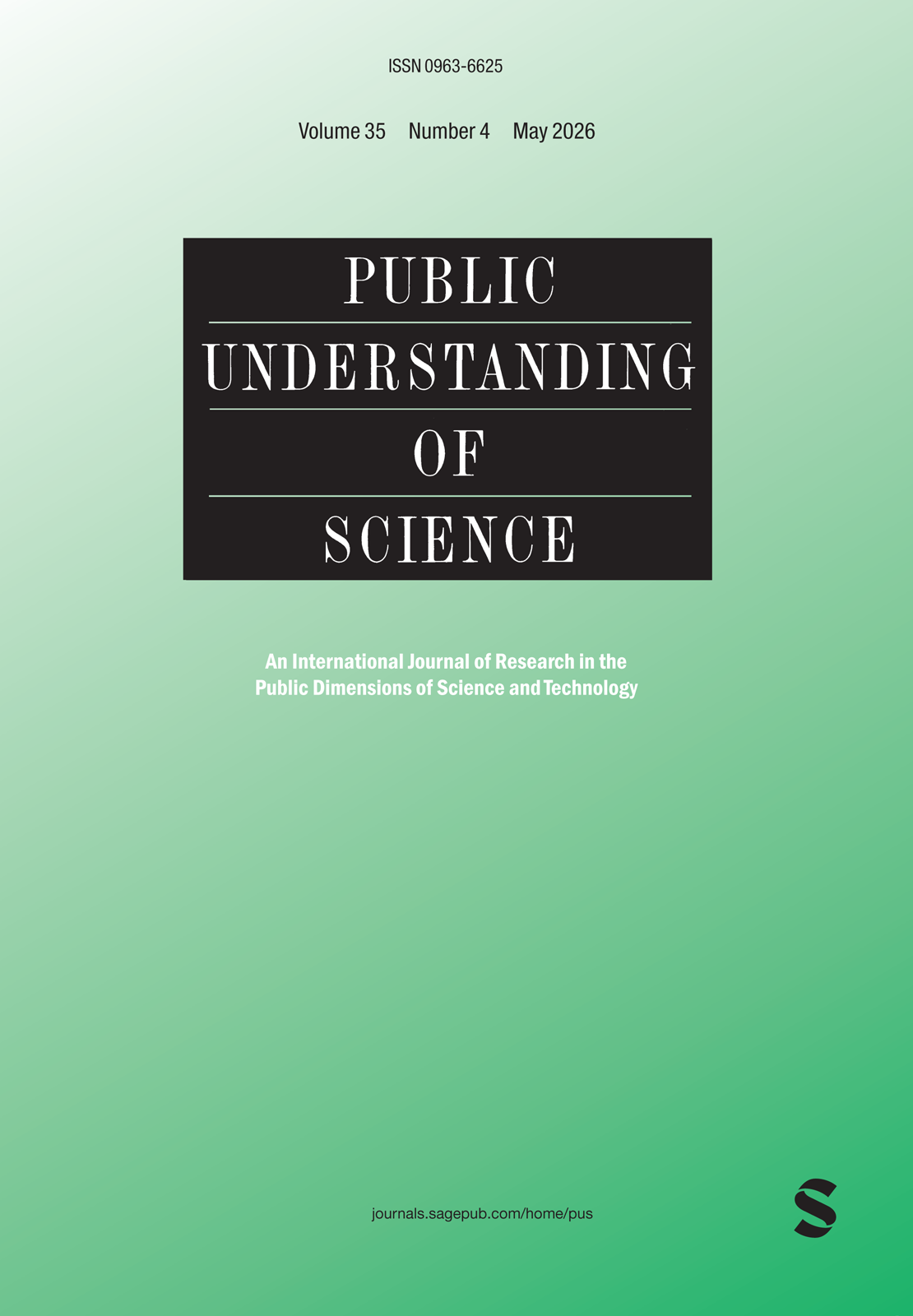 Public Understanding of Science journal cover