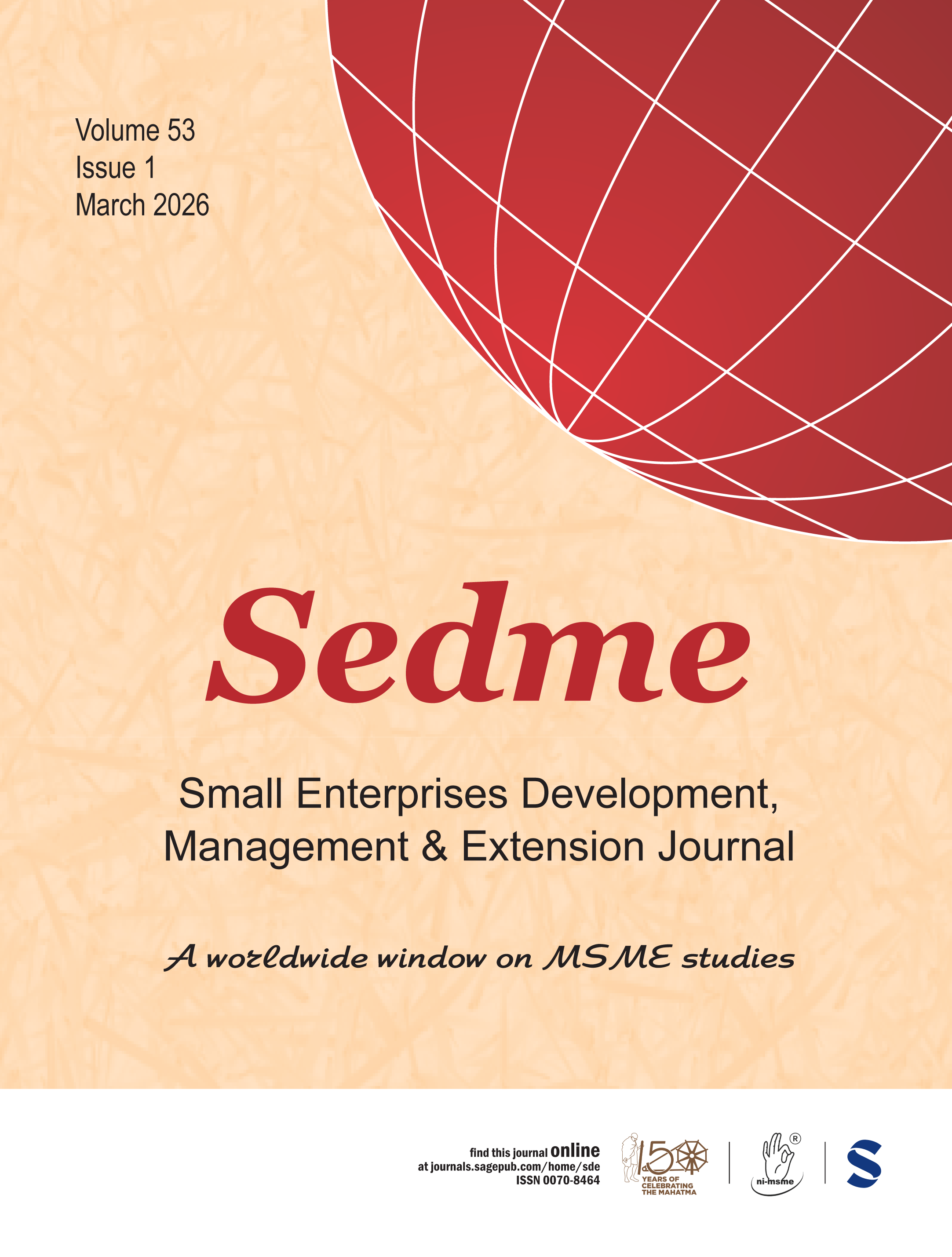 SEDME (Small Enterprises Development,Management & Extension Journal): A worldwide window on MSME Studies journal cover