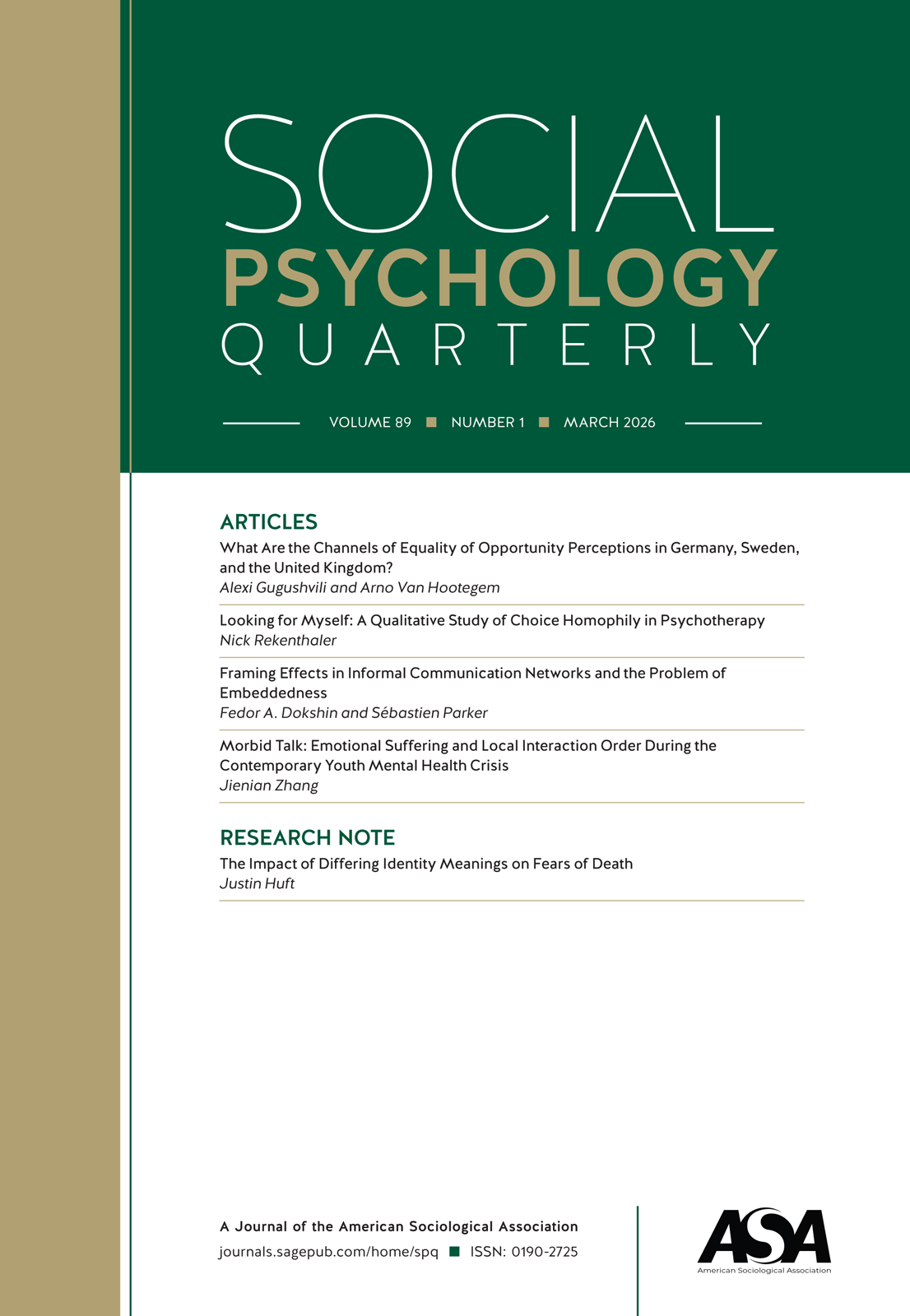 Social Psychology Quarterly journal cover