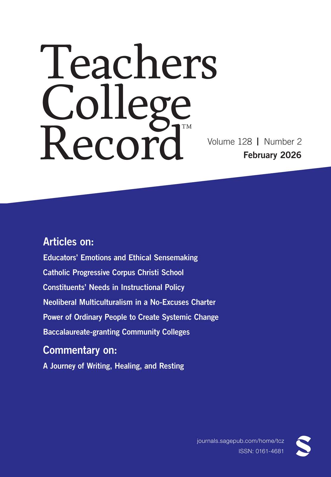 Teachers College Record: The Voice of Scholarship in Education journal cover