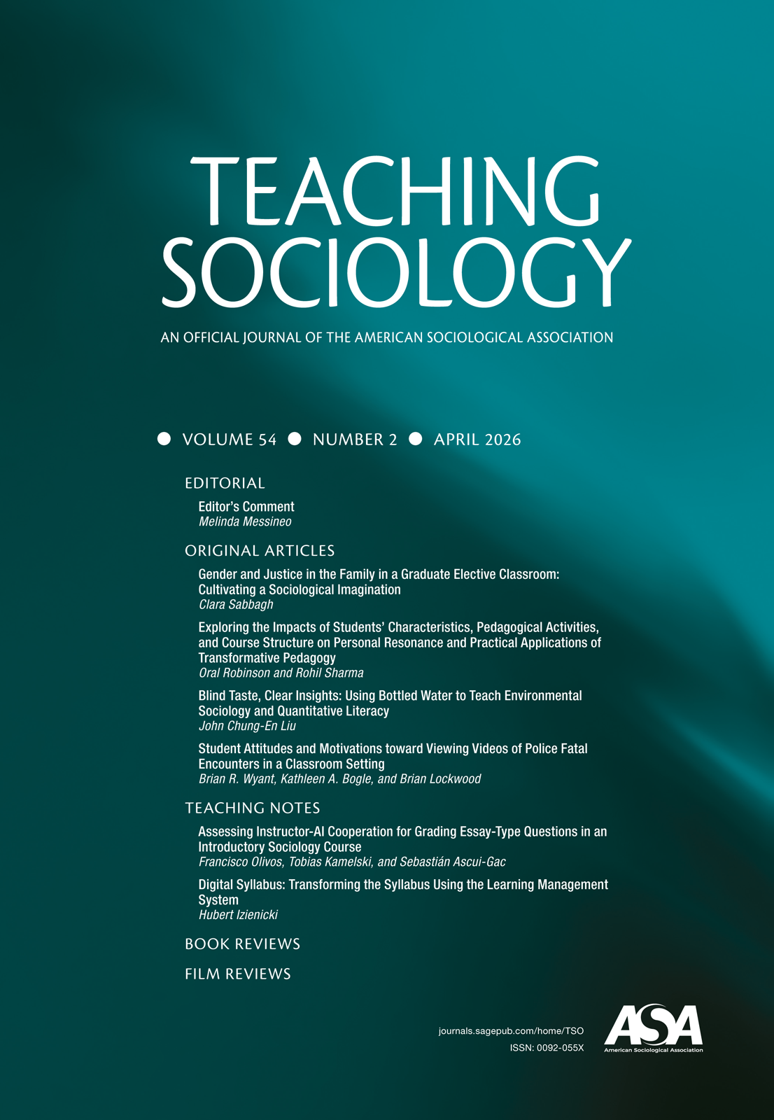 Teaching Sociology journal cover
